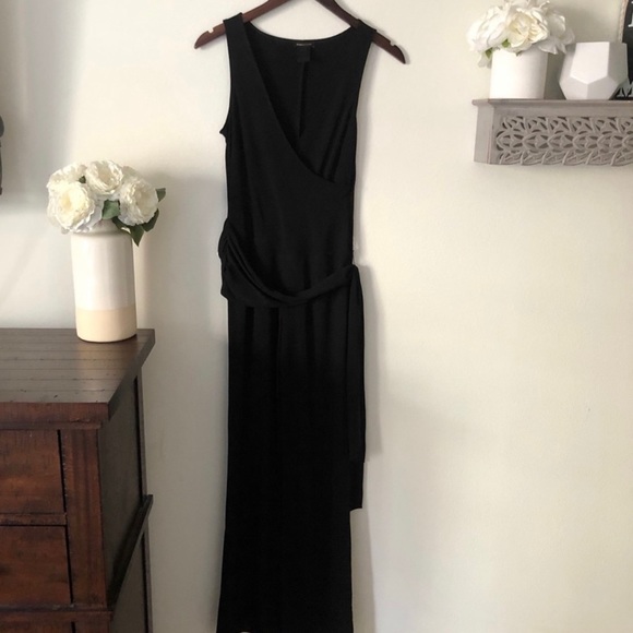 BCBG Maxazria wrap jumpsuit black small romper dress - Picture 2 of 6